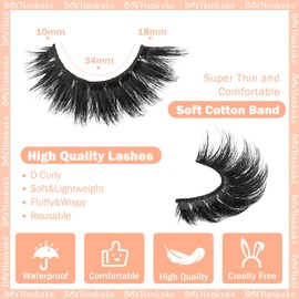False Eyelashes Mink Fake Lashes Wispy Lashes Strips Volume Fake Eyelashes 7 Pairs Fluff Strip Lashes D Curvature Dramatic False Lashes by Boahankuke