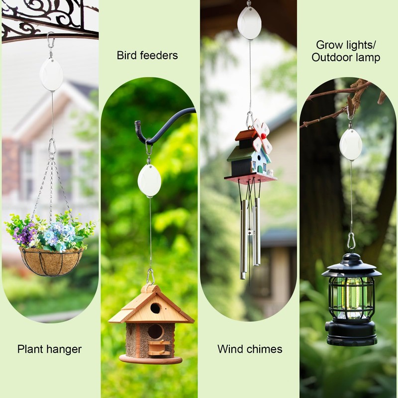 ZUZUAN 3 Pcs Upgraded Heavy Duty Retractable Plant Hanger,Plant Pulleys