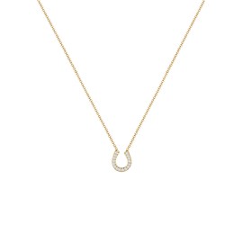 Elli Women's 925 Sterling Silver Gold Plated Horseshoe Zirconia Necklace of Length 45 cm