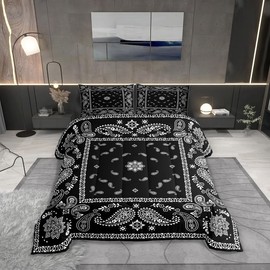 Castle Fairy Paisley Flower Comforter Set Full Size,Geometry Boho Tribal Style Duvet Set Men Women Bedroom Decor,Traditional Datura Lotus Microfiber Soft Bedding Set with 2 Pillowcases,3Pcs