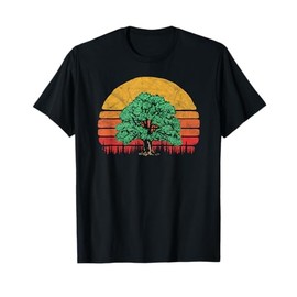 Retro Sun Minimalist Oak Tree Design - Graphic T-Shirt