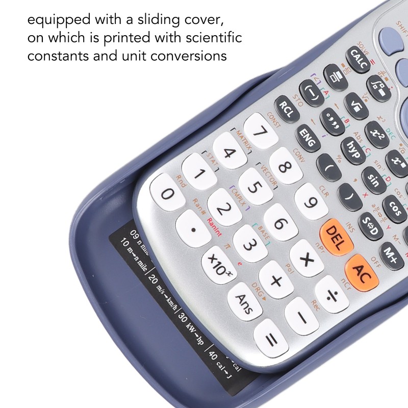 Scientific Calculator Large Display 417 Functions Battery Power Sliding Cove