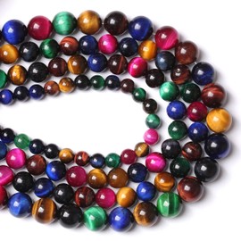 45pcs 8mm AAA Natural Colorful Tiger Eye Stone Beads Gemstone Round Spacer Loose Beads for Jewelry Making DIY Bracelet Necklace