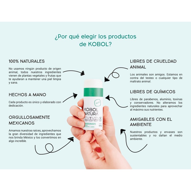 KOBOL NATURA| 3 Piezas de Desodorante Natural Eucalipto-Limón Vegano Push