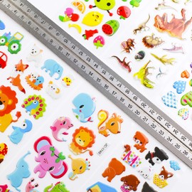 Meafeng 3D Stickers for Kids Toddlers Vivid Puffy Kids Stickers 24 Different Sheets Over 550, Coloured 3D Stickers for Boys Girls Teachers as Reward, Gift, Craft Scrapbooking