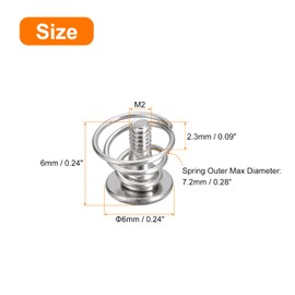 sourcing map Spring Screws, 10pcs M2x6mm 7.2mm Spring OD GPU Graphics Card Back Plate Heatsink Screws Computer Fan Fixed Screws