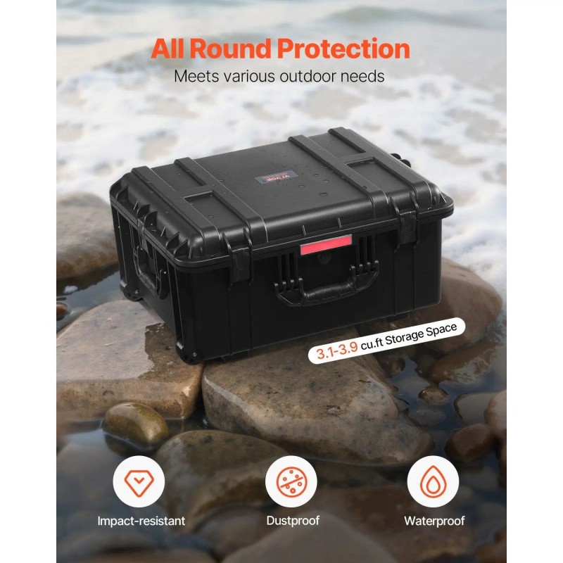 Heavy Duty Weatherproof Hard Tool Case with Pre-Cut Foam Retractable