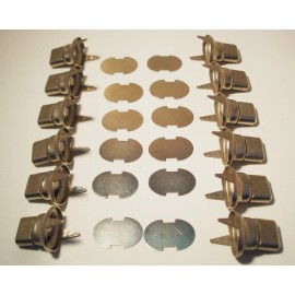 DOT - Common Sense TWIST Fastener Turn Button Two Prong Base with Clinch Plate Washer  - 12 sets