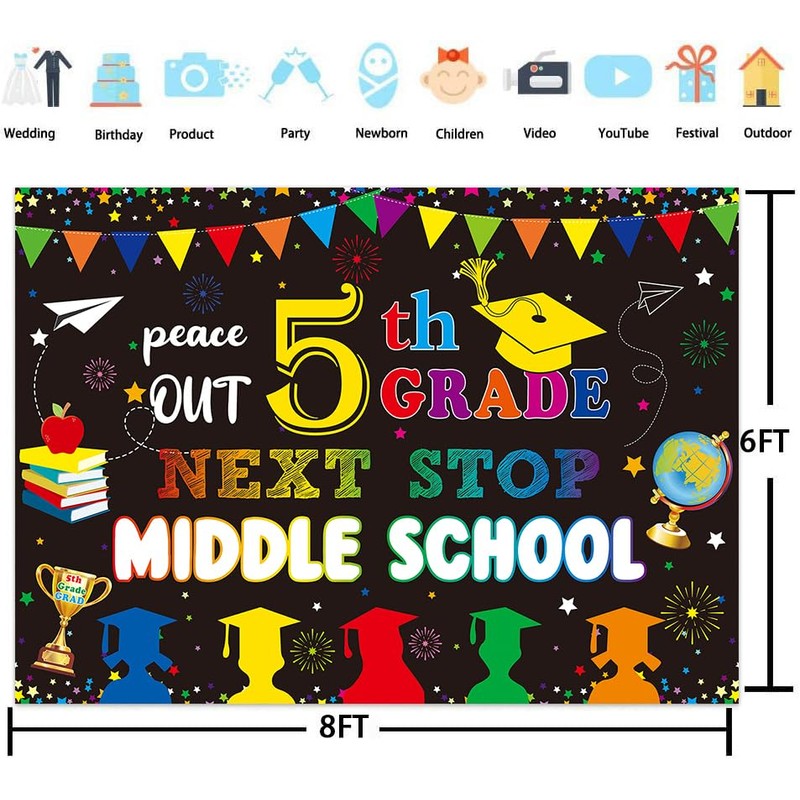 5th Grade 2025 Graduation Backdrop Next Stop Middle School Elementary