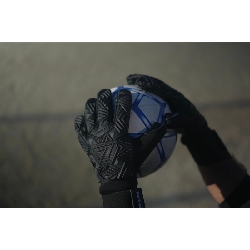 Bezain Professional Goalkeeper Gloves Black 3D Texture Size 7-10 (Size
