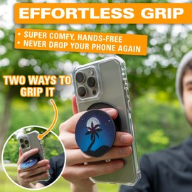 Scooch Magnetic Phone Grip with Kickstand & Adjustable Stand, Compatible with MagSafe Accessories (Beach Nights)