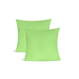 leevitex Jersey cushion cover, 40 x 40 cm, 100% cotton, set of 2, 170 g/m², Oeko-Tex, apple green/light green