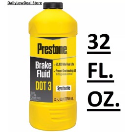 Prestone DOT 3 Brake Fluid 32 fl. oz. High Grade, 50,000 Mile Fluid Life