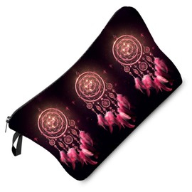 Livel lhood Pink Dreamcatcher Makeup Bag Dream Catcher Small Cute Organizer Bag Zipper Pouch Pink Dreamcatcher Print Cosmetic Bag Present for Women Friends