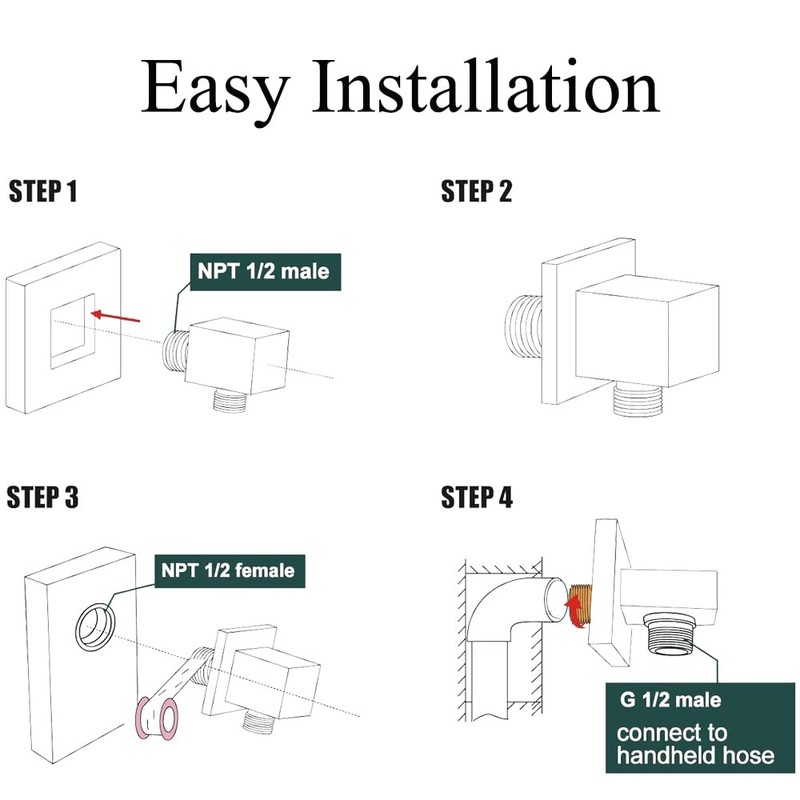 Square Hand Shower Wall Connection Elbow Brass Angle Connector Shower