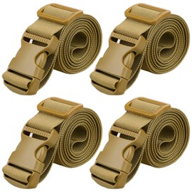 MAGARROW 1.5" Utility Straps with Buckle Adjustable, 4-Pack (Tan, 9.5 feet Long)