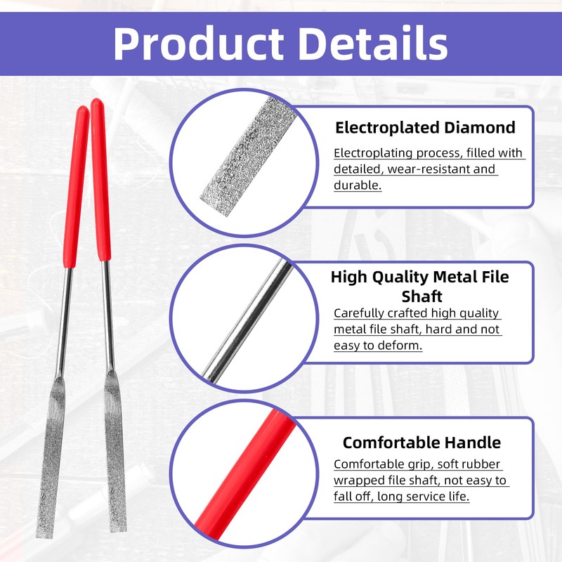GLSJA Mini Diamond File Assorted Set | 10-Piece 3x140mm Needle