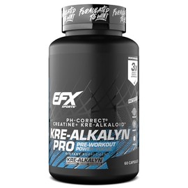 EFX Sports Kre-Alkalyn Pro | Suplemento de píldora de monohidrato de creatina con pH correcto, construcción muscular, preentrenamiento para hombres y 
