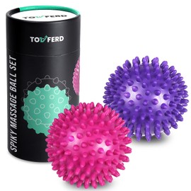 TOPFERD Massage Balls, Set of 2, Myofascial Release, Trigger Point Press, Spiky, Trigger Points, Shoulders, Backs, Hips, Buttocks, Thighs, Soles, Stretch Balls, Storage Case Included
