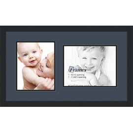 ArtToFrames Collage Photo Frame Double Mat with 1 - 8.5x11, 8x10 Openings and Satin Black Frame