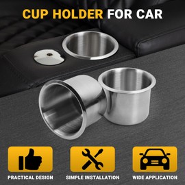 AICARS Car Cup Holder Insert Universal Stainless Steel Cup Holders Table Drinks Holder Replacement for Vehicles RVs Marine Boats