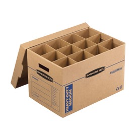 Bankers Box SmoothMove Heavy-Duty Kitchen Moving Box, Dish and Glass Box Dividers, Cushion Foam, 12 x 12.25 x 18.5 Inches, Kraft, 1 Pack (7710302)