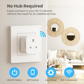 UPXNBOR WiFi Smart Plug 1 Pack, Alexa & Google Assistant Compatible, Remote Control via App, Energy Monitoring, Timer Function, No Hub Needed, 13A Smart Socket – 2.4GHz Only