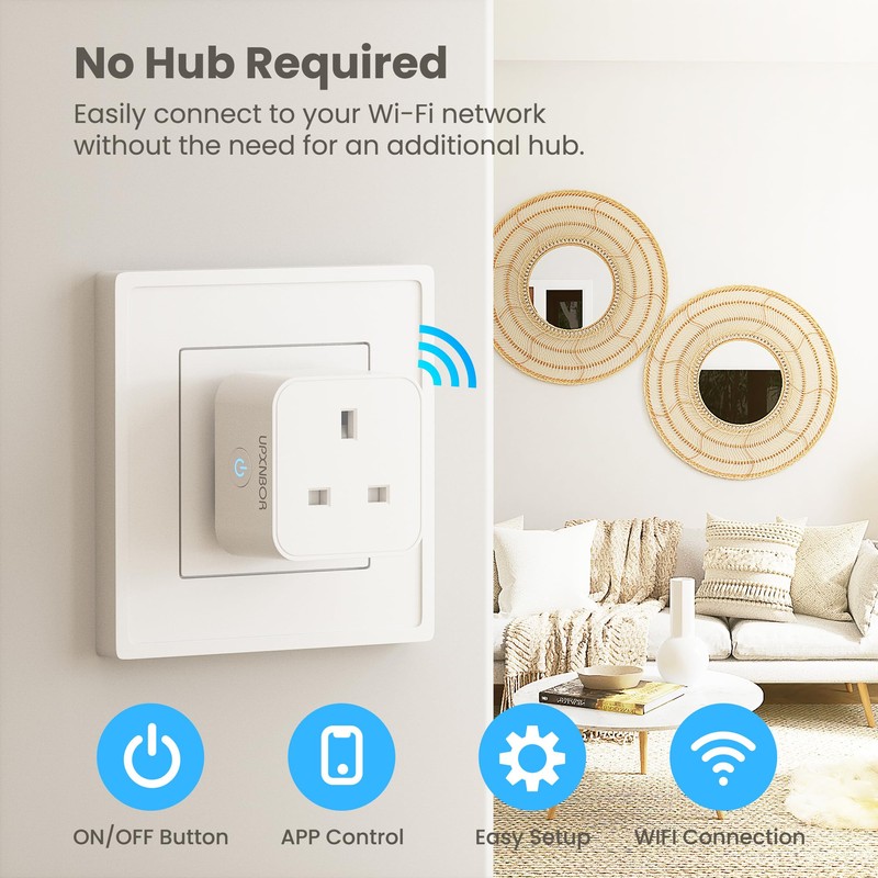 UPXNBOR WiFi Smart Plug 1 Pack, Alexa & Google Assistant