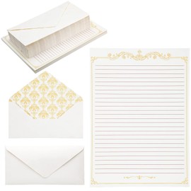 Eersida 150 Sheets Vintage Stationery Paper and Envelopes Letter Set Includes 100 Vintage Letter Writing Paper and 50 Envelope for Office Library(7.25 x 10.2 Inch,Lined Style)