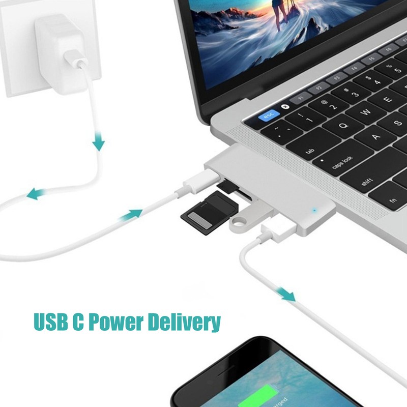 USB C Hub Portable 5 in 1 PD Fast Charge