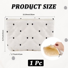 CREATCABIN Padded Cosmetic Bag Quilted Make Up Bag with Zip Toiletry Bag Make Up Bag Purse Embroidery Portable Travel Capacity Organiser Washable Holiday for Women 21 x 26 cm