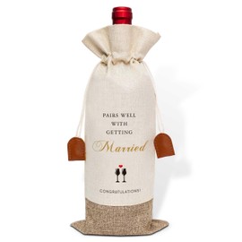 Wedding Wine Bag, Engagement Gifts for Couples, Cotton Linen Wine Gift Bag With Drawstring, Mr and Mrs Marriage Wedding Gifts, Bridal Shower Gift for Women Besties Friends, Bachelorette Party-41
