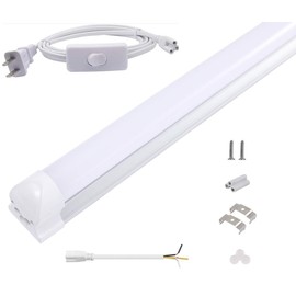 12inch 1200 LM LED Under Cabinet Light, T8 Integrated Tube Light Fixture for Utility Shop Light, Ceiling Lighting with ON/Off Switch Equ 50W 6000K 1-Pack (White 6000-6500K)