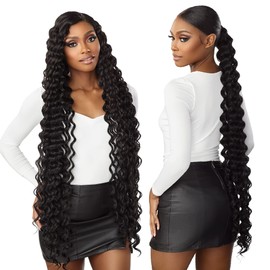 Sensationnel Vice bundles weaving - deep twist 36 inch synthetic virgin hair dupe weave bundle hair sew in and pony tail long length (1 pack, BG BURGANDY)