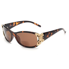 JM Bifocal Reading Sunglasses for Women Fashion Sun Readers Outdoor Reading Glasses UV400 Protection Tortoise +3.0