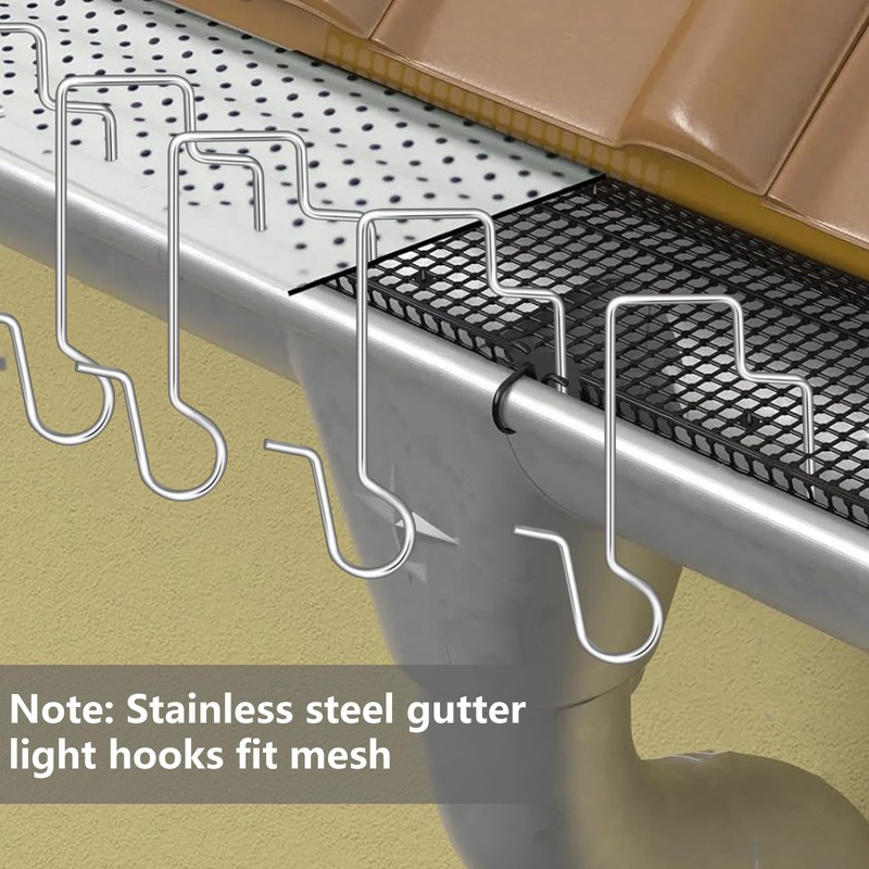 50Pcs Christmas Light Gutter Clips, Stainless Steel Christmas Light Hooks