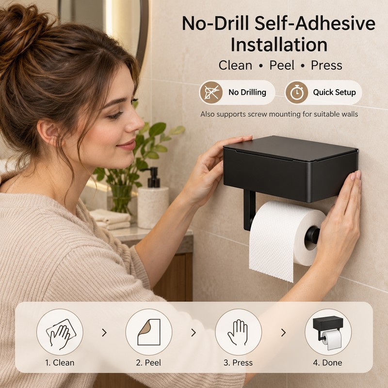 Stainless Steel Toilet Paper Holder with Wet Wipe Storage Box
