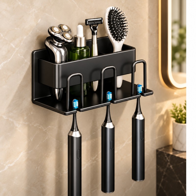 Wall Mounted Toothbrush Holder for Bathroom Organization – No-Drill Toothpaste