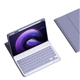 NUWONAYA Keyboard Case for Xiaomi Redmi Pad SE 11" 2023, Slim Flip Case with Pencil Holder Magnetically Detachable Candy Color Keyboard,Purple