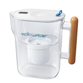 Pure Pitcher | Removes Fluoride & PFAS - Color: White w/ Bamboo Handle