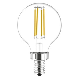 GE Relax LED Light Bulbs, 40 Watt, Soft White, G16.5 Globe Bulbs, Clear, Small Base (2 Pack)