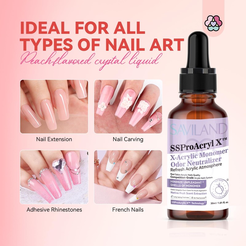 SAVILAND Acrylic Liquid Monomer Odor Neutralizer: 30 ml Peach Scent