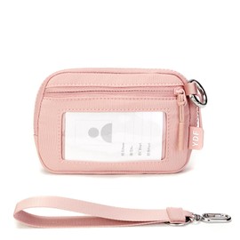 YDF The Iris Wallet for Women Mini Zip Card Case with Clear ID Window Zipper Coin Purse Lightweight Portable Keychain Wallet