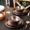 YALONG Ceramic Dinnerware Set 6 Pieces, Handmade Porcelain Wavy Rim