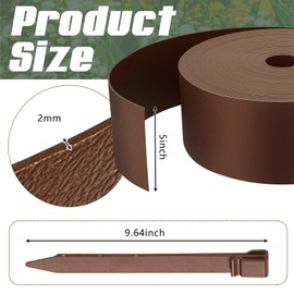 Sasylvia 120 ft 5 in Landscape Edging Coil with 36 Anchoring Stakes Brown Garden Edging Border Landscaping Plastic Decorative Edging for Flower Beds Lawn Mulch Terrace Grass