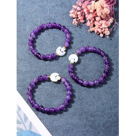 Jovivi Crystal Bracelet Women Amethyst Crystals Gemstones Healing Stones Moon and Star Bracelets Protection Spiritual Crystal Gifts for Women Christmas