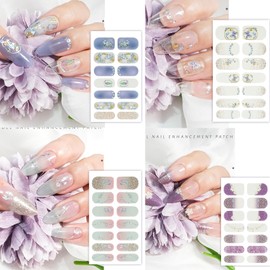 8 Nail Seals, Nail Stickers for Hands, Long Lasting, Odorless, 3D Dimensional, No Damage, Nail Wrap, For Hands, Flash Drill, Sequins, No Hardening Required, Just Stick, Short Nails, Flowers, Sheer,