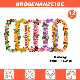 Soneinex Pack of 12 Hawaii Flower Chains Colourful Hawaii Chain Flowers Aloha Hula Chain Garland Hawaii Leis Flower Garlands Hawaii Chains Decoration for Beach Luau Party Accessories