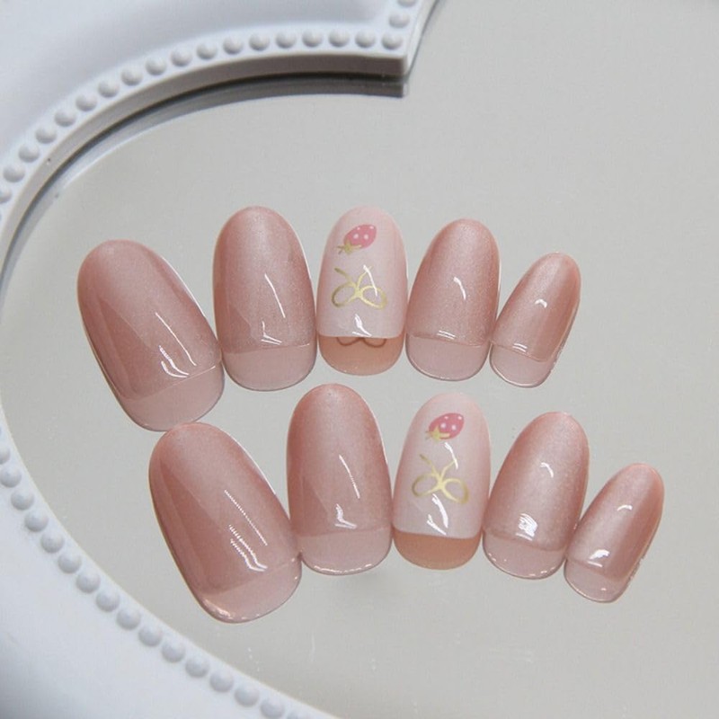 24pcs Oval False Claw French Strawberry Butterfly Cat Eye Press