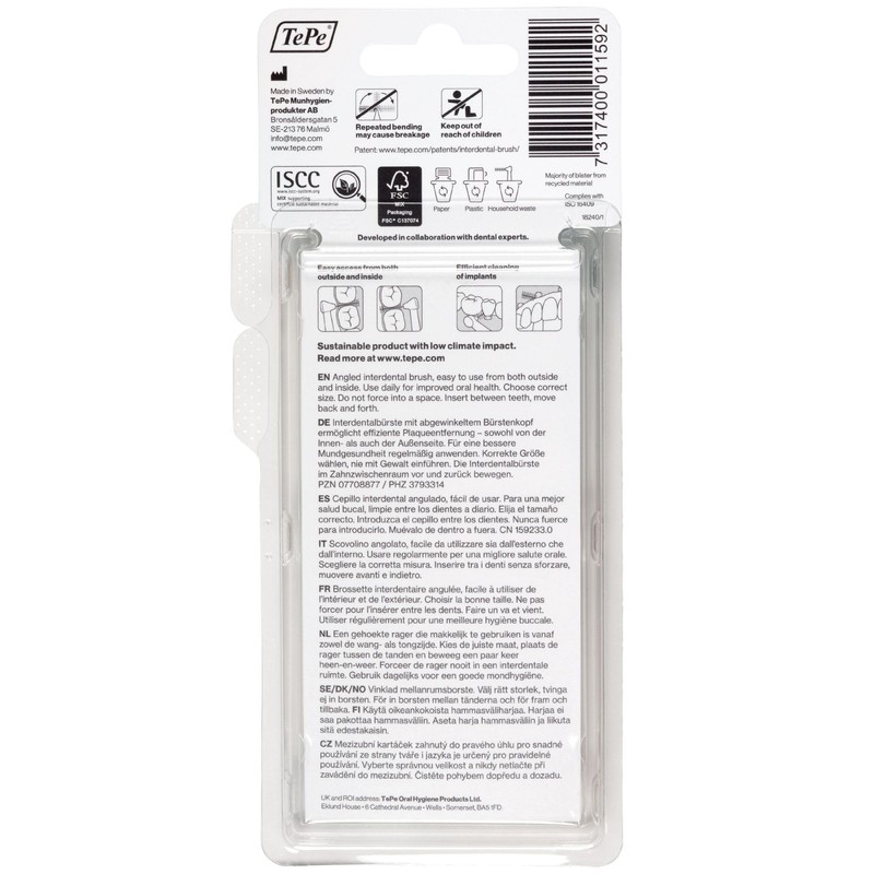 Tepe Interdental Brushes with Angled Head, Yellow, Blister Pack